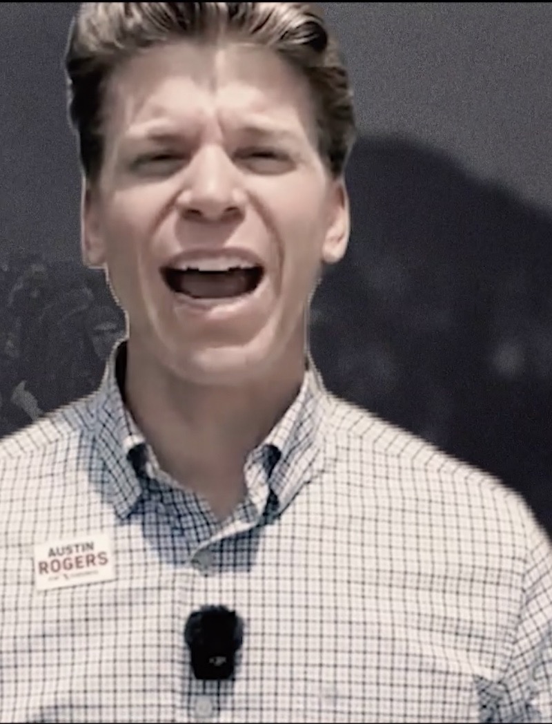 Austin Rogers speaking at a campaign event
